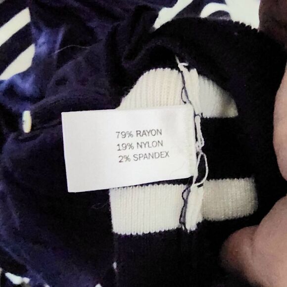 Boston Proper navy and cream striped cardigan sweater women's size Medium - Picture 6 of 6